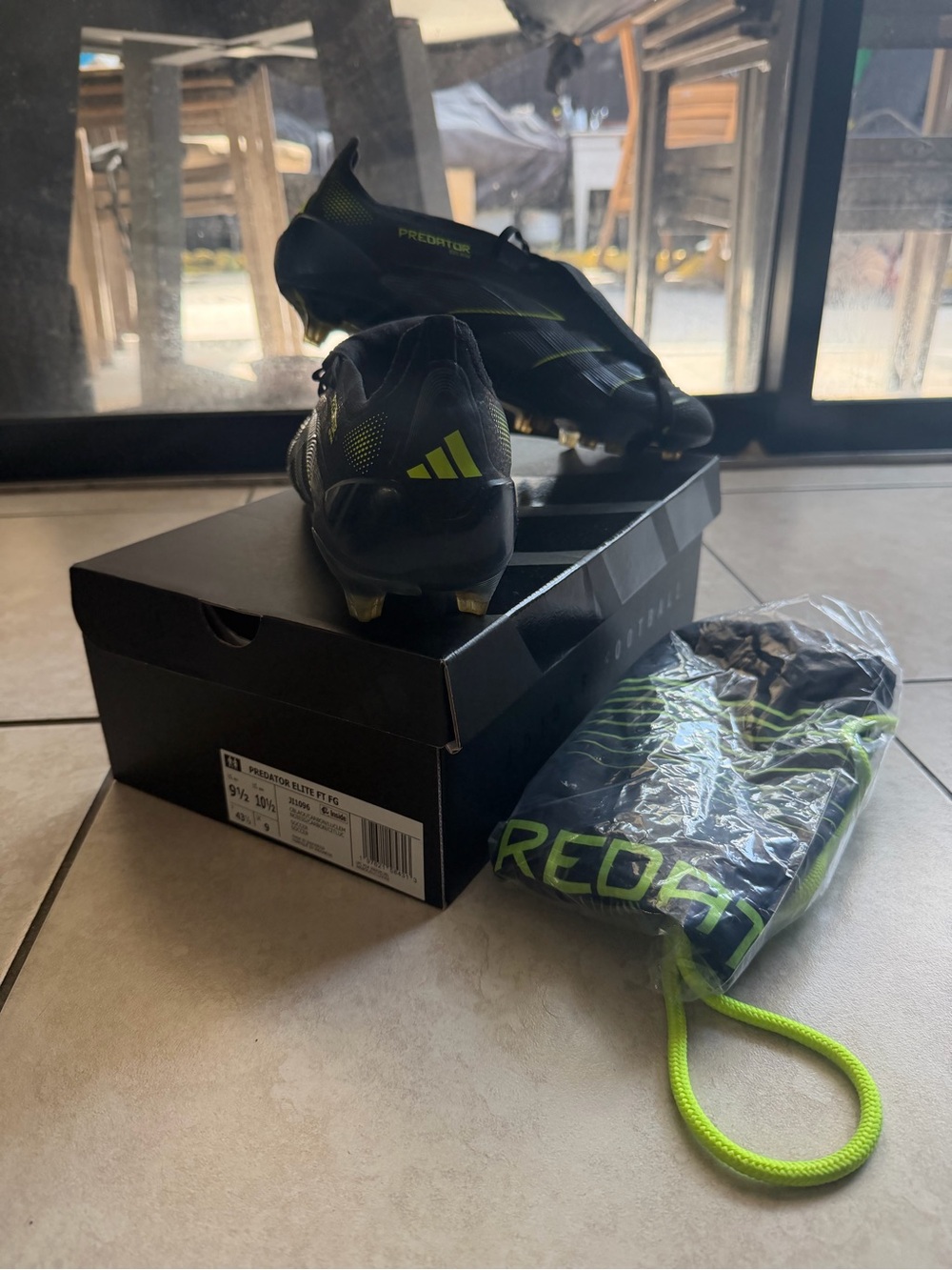 adidas Predator Elite FT FG Soccer Cleats and bag — Black/Volt
